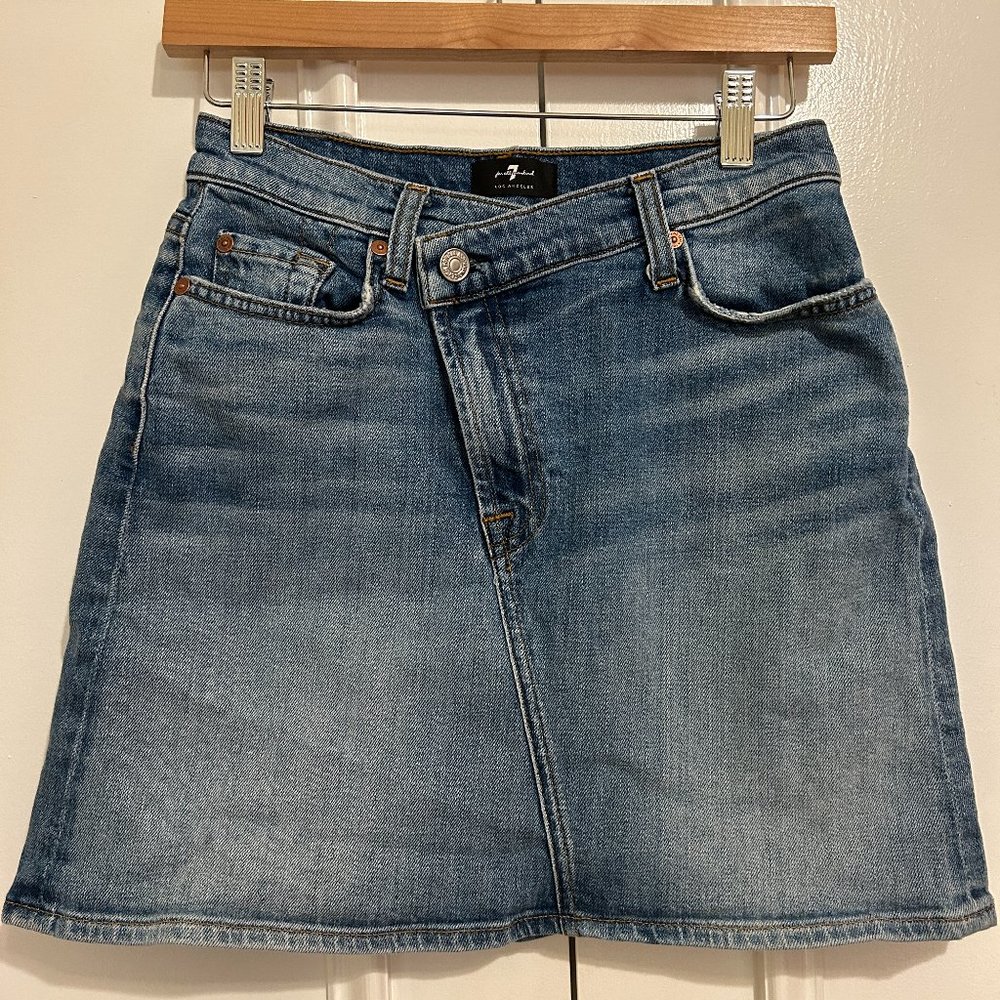 7 For All Mankind Denim Wrap Mini Skirt Size 27